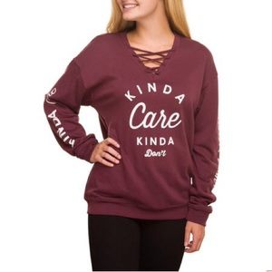 MAROON LONG SLEEVE “kinda care kinda dont”